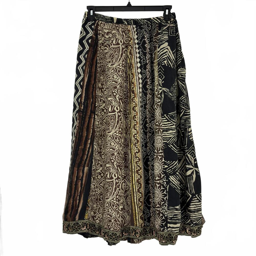 Chico's Silk Patchwork Maxi Skirt With Sequins - image 2